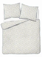 Pościel dla dzieci - Pościel z perkalu 160x200 kremowa w niebiesko-żółte gałązki kwiatów Soft Garden - miniaturka - grafika 1