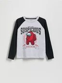 Bluzki dla chłopców - Reserved - Longsleeve Among Us - jasnoszary - miniaturka - grafika 1