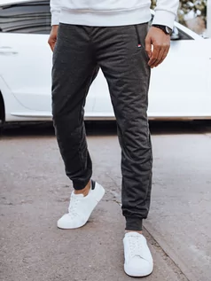Spodnie męskie - Spodnie męskie dresowe ciemnoszare Dstreet UX4270 - grafika 1
