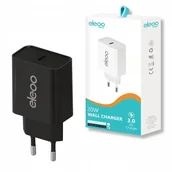 Ładowarki do telefonów - Ładowarka sieciowa szybka do telefonu słuchawek USB-C 3A PD 20W CZARNA - miniaturka - grafika 1