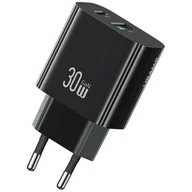 Ładowarki do telefonów - Ładowarka sieciowa USAMS CC316 T65 30W 1xUSB-C 1xUSB-A Fast Charging czarny - miniaturka - grafika 1