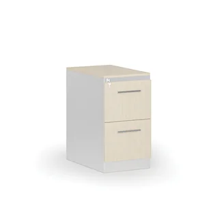 Kartoteka metalowa PRIMO z drewnianym frontem A4, 2 szuflady, biały/brzoza - Szafy biurowe - miniaturka - grafika 1