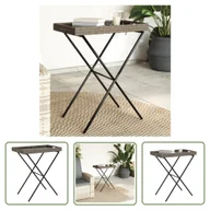 Stoły ogrodowe - The Living Store Składany stolik z tacą - szary - 65x40x75 cm - polirattan - Składany Stolik - miniaturka - grafika 1