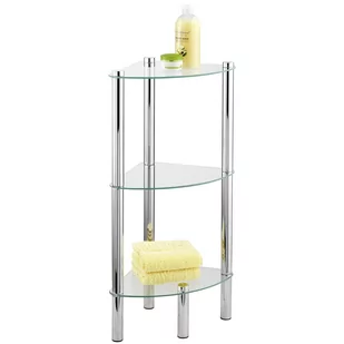 Wenko 15850100 regał narożny Regał regał łazienkowy yago z 3 szklanymi półkami , stal, 30 x 74 x 30 cm, chrom 15850100 - Półki łazienkowe - miniaturka - grafika 2