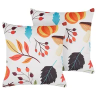 Poduszki dekoracyjne - 2 welurowe poduszki dekoracyjne motyw jesieni 45 x 45 cm złamana biel VISCARIA - miniaturka - grafika 1