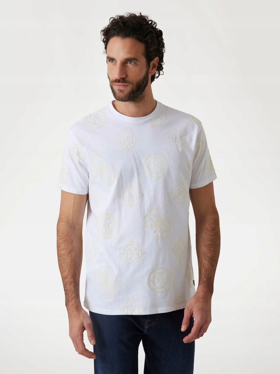 T-shirt męski bawełniana koszulka Guess M5RI46 KBW41 biały - L