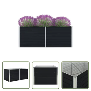 The Living Store Donica do podniesionej grządki - 160x80x45 cm - stal - antracytowa - Skrzynia Do Podniesionej Grządki - Donice - miniaturka - grafika 1