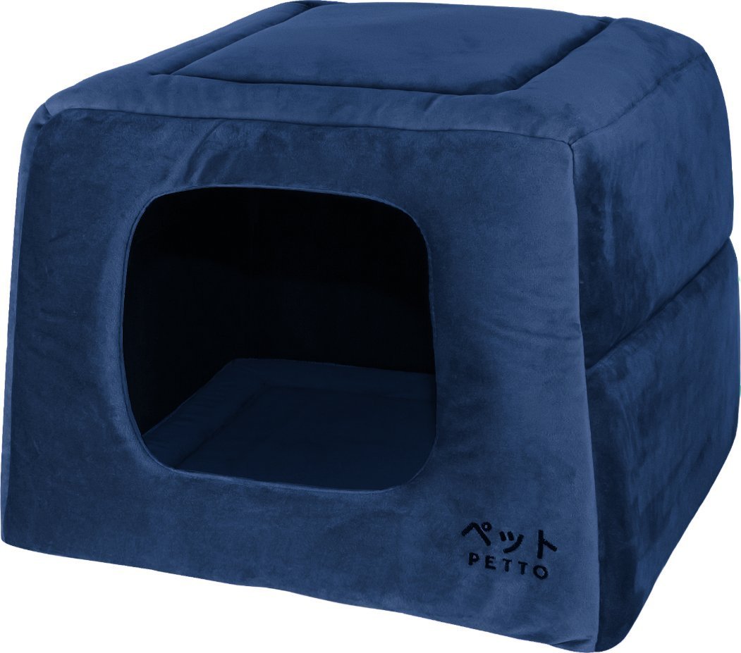 PETTO Domek legowisko 2w1 Uchi Velvet Granatowy