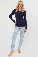 Piżamy damskie - Piżama Italian Fashion Adriana dł.r. dł.sp. granat/druk - miniaturka - grafika 1