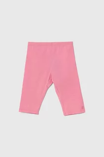 Spodnie i spodenki dla dziewczynek - United Colors of Benetton legginsy dziecięce kolor różowy gładkie - grafika 1