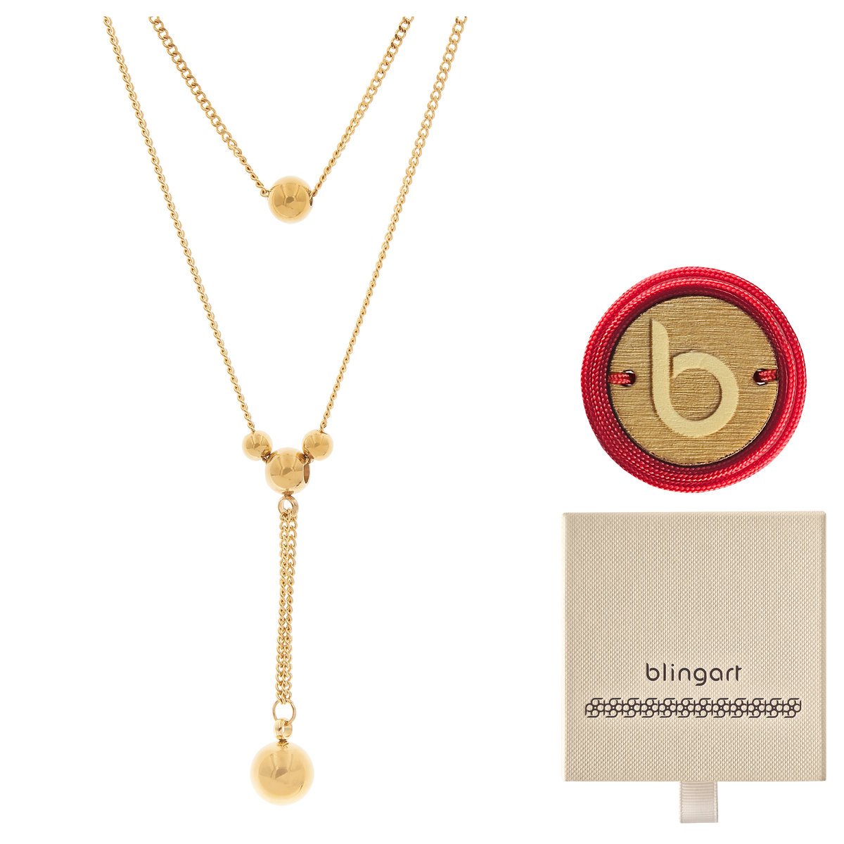 Naszyjnik damski celebrytka pozłacana kulki stal chirurgiczna BLINGART