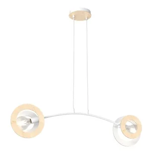 Skiva lampa wisząca 2xE27 biała/jasne drewno 1410/2 - Lampy sufitowe - miniaturka - grafika 1