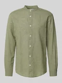 Koszule męskie - Koszula lniana o kroju slim fit ze stójką model ‘CAIDEN’ - miniaturka - grafika 1