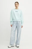 Bluzy damskie - BOSS Orange bluza bawełniana damska kolor turkusowy z aplikacją 50540263 - miniaturka - grafika 1
