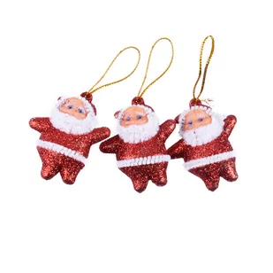 Arpex, Mikołaje brokatowe (3 szt.) czerwone - Zabawki kreatywne - miniaturka - grafika 1