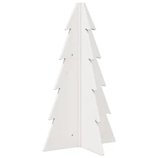 vidaXL Drewniana choinka do udekorowania, biała, 69,5 cm, sosnowa - Choinki - miniaturka - grafika 1