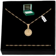 Biżuteria dla dzieci - ZŁOTY NASZYJNIK DAMSKI MEDALIK SZKAPLERZ PREZENT NA KOMUNIĘ + GRAWER GRATIS - miniaturka - grafika 1