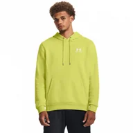 Bluzy sportowe męskie - Męska bluza dresowa nierozpinana z kapturem Under Armour UA Essential Fleece Crew - khaki - UNDER ARMOUR - miniaturka - grafika 1