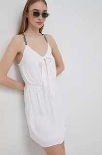 Sukienki - Tommy Jeans sukienka kolor biały mini rozkloszowana - grafika 1
