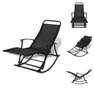 Fotele i krzesła ogrodowe - vidaXL Składany ogrodowy fotel bujany czarny - Krzesła ogrodowe - miniaturka - grafika 1