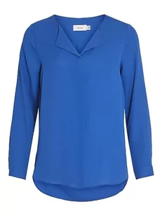Vila Koszula damska High Low dzielony kołnierz, Lapis Blue, XL - Koszule damskie - miniaturka - grafika 1