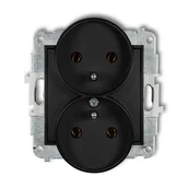 Gniazdka elektryczne - Karlik Gniazdo podwójne z uziemieniem MINI czarny 12MGPR-2zp - miniaturka - grafika 1