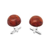 Spinki do mankietów i krawatów - Srebrne spinki do mankietów Bursztyn okrągły (S885.2) Srebrne [925] - miniaturka - grafika 1