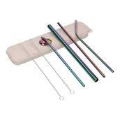 Shakery barmańskie - Zestaw słomek stalowych w etui - tęczowe - miniaturka - grafika 1