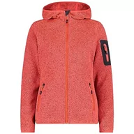 Kurtki damskie - CMP damska kurtka Knit-Tech ze stałym kapturem, mak-czerwony Fluo-Antracyt, 54 - miniaturka - grafika 1