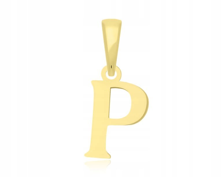 Złota Literka P Gładka Zawieszka 585 Damski Wisiorek Na Łańcuszek