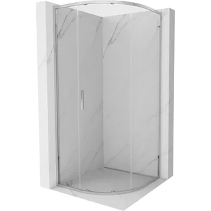 Mexen Exo kabina prysznicowa półokrągła rozsuwana 90 x 90 cm, transparent, chrom - 8131-090-090-01-00 - Kabiny prysznicowe - miniaturka - grafika 1