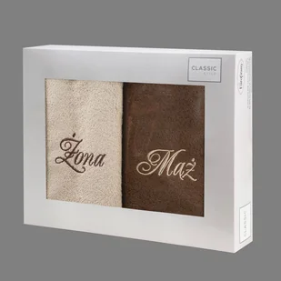 Komplet Ręczników Mąż Żona 2szt. 70 x 140 Beż+Brąz - Ręczniki - miniaturka - grafika 2