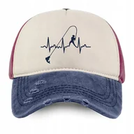 Czapki i chusty sportowe męskie - Czapka z daszkiem męska bawełniana dla wędkarza vintage przecierana 05 - miniaturka - grafika 1