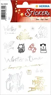 Ozdoby bożonarodzeniowe - HERMA 15639 Naklejki bożonarodzeniowe, Winter Time (15 naklejek, folii, błyszczące), samoprzylepne naklejki na Boże Narodzenie, prezenty, kalendarz adwentowy, złoty/srebrny - miniaturka - grafika 1