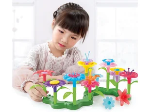 Klocki Konstrukcyjne 222 elementy, Zestaw Do Zbudowania Kwiatowej Kompozycji, Ogród + Kwiatki - Klocki - miniaturka - grafika 9