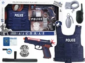 Zabawki militarne - Pistolet Zestaw Kamizelka Policjant Światło Dźwięk - miniaturka - grafika 1