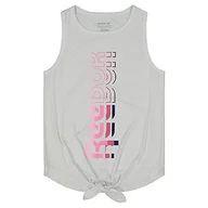 Koszulki i topy damskie - Reebok Koszulka dziewczęca top duży ombre krawat z przodu biały 8 Years - miniaturka - grafika 1