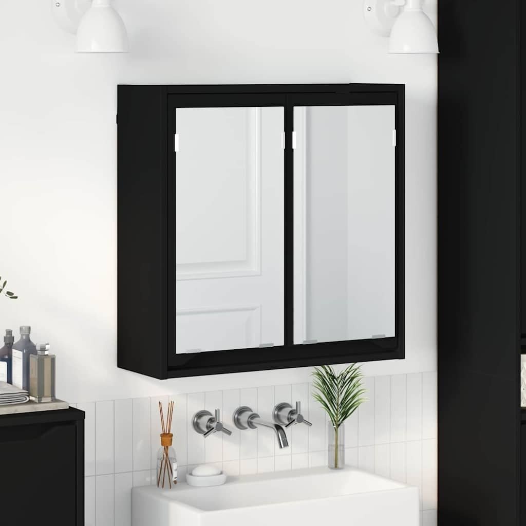 vidaXL vidaXL Szafka z lustrem do łazienki z półką Czarny 60 x 20 x 60 cm