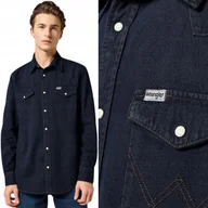 Koszule męskie - Wrangler WESTERN SHIRT Midnight Rodeo GRANATOWA KOSZULA JEANSOWA REGULAR XL - miniaturka - grafika 1