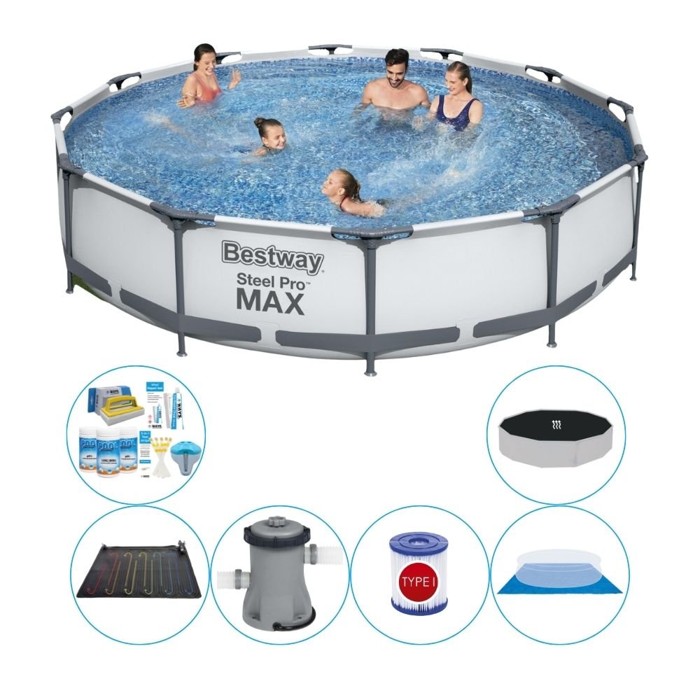 Pakiet komfortowy do basenu - Bestway Steel Pro MAX 366x76 cm okrągły