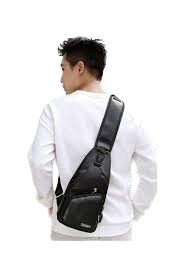 Plecak Torba na Jedno Ramię Saszetka Czarny z Eko-Skóry