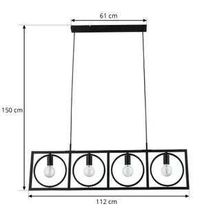 Lampa wisząca Mateja marki Lindby, czarna, metal, 112 cm, 4-punktowa. - Lampy sufitowe - miniaturka - grafika 2