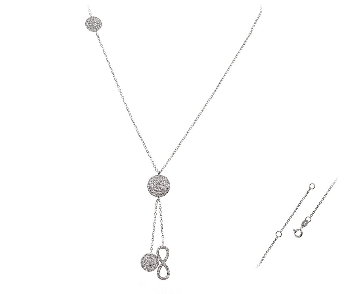 Srebrny naszyjnik z cyrkoniami kółko nieskończoność fn163 - 5,4g.