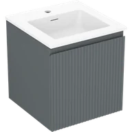 Szafki łazienkowe - Mexen Rivel szafka łazienkowa 45 cm z umywalką Otis, 1 szuflada, ryflowana , grafit mat/biała mat - 91A20-04547-1-BF66-W18M01 - miniaturka - grafika 1