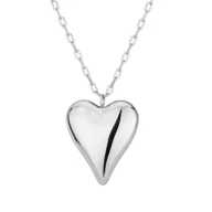 Naszyjniki - Heart srebrne dmuchane serce naszyjnik na łańcuszku ze stali szlachetnej - Manoki - miniaturka - grafika 1
