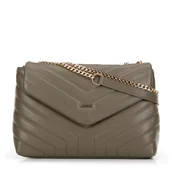 Torebki damskie - Damska crossbody na łańcuszku z ekoskóry zielona - miniaturka - grafika 1