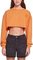 Bluzy damskie - Urban Classics Damska bluza damska Cropped Flower Embroidery Terry Crewneck, Pomarańczowy vintage, 4XL - miniaturka - grafika 1