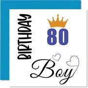 Kartki okolicznościowe i zaproszenia - Kartka urodzinowa na 80. urodziny dla mężczyzn - chłopiec - kartki urodzinowe dla 80-letniego mężczyzny praddziadka ojca wujka, 145 mm x 145 mm kartki z życzeniami na osiemdziesiąte urodziny - miniaturka - grafika 1