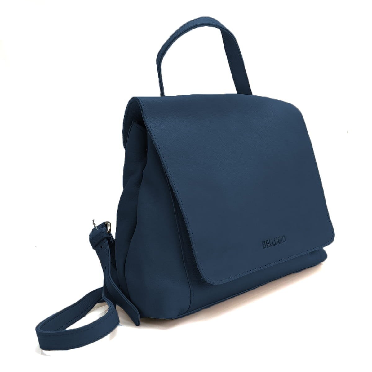 Skórzany plecaczek damski CHIC - granatowy