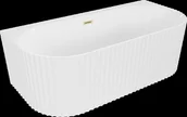 Wanny - Mexen Sella wanna wolnostojąca przyścienna ryflowana 150 x 75 cm, biała połysk, przelew złoty szczotkowany - 52711507500-55 - miniaturka - grafika 1